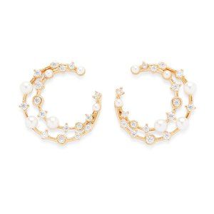 Sophie Harper  circle pearl and cz hoops
